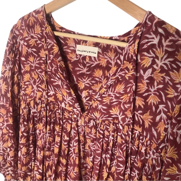 DAUGHTERS OF INDIA Kyra Midi Dress Sumac Cotton Block Print Beachy Boho 2XL XXL - Picture 5 of 9